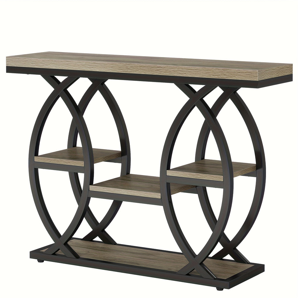 39-inch Holiday-themed Console Table, 4-tier Sofa Table With Storage Shelves, Narrow Wooden And Metal Frame Decorative Table, Suitable For Small Spaces, Corridors, Foyers, And Christmas