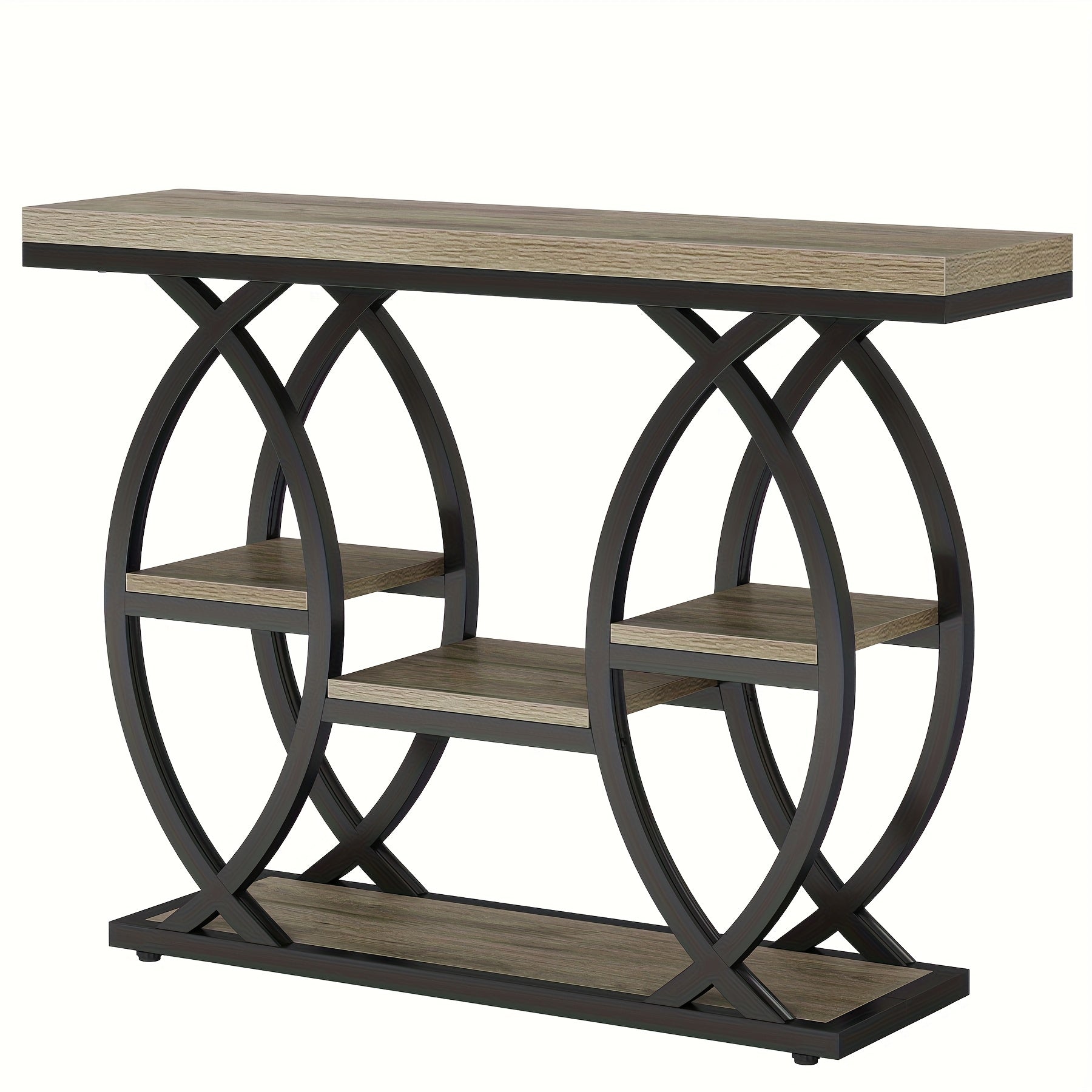 39-inch Holiday-themed Console Table, 4-tier Sofa Table With Storage Shelves, Narrow Wooden And Metal Frame Decorative Table, Suitable For Small Spaces, Corridors, Foyers, And Christmas