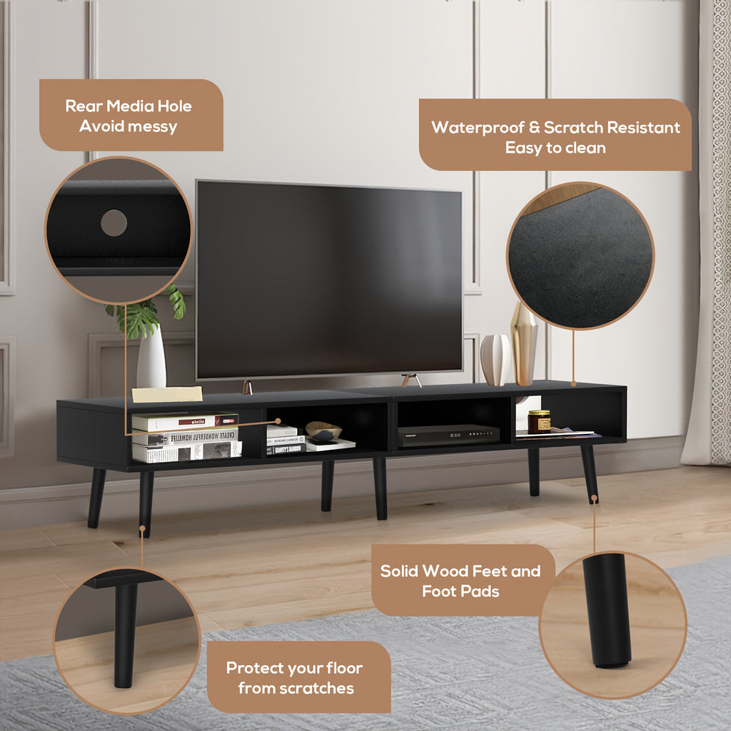 59-Inch Television Stand Suitable for 30 to 65-Inch Tvs Featuring an Open Shelf