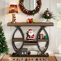 39-inch Holiday-themed Console Table, 4-tier Sofa Table With Storage Shelves, Narrow Wooden And Metal Frame Decorative Table, Suitable For Small Spaces, Corridors, Foyers, And Christmas
