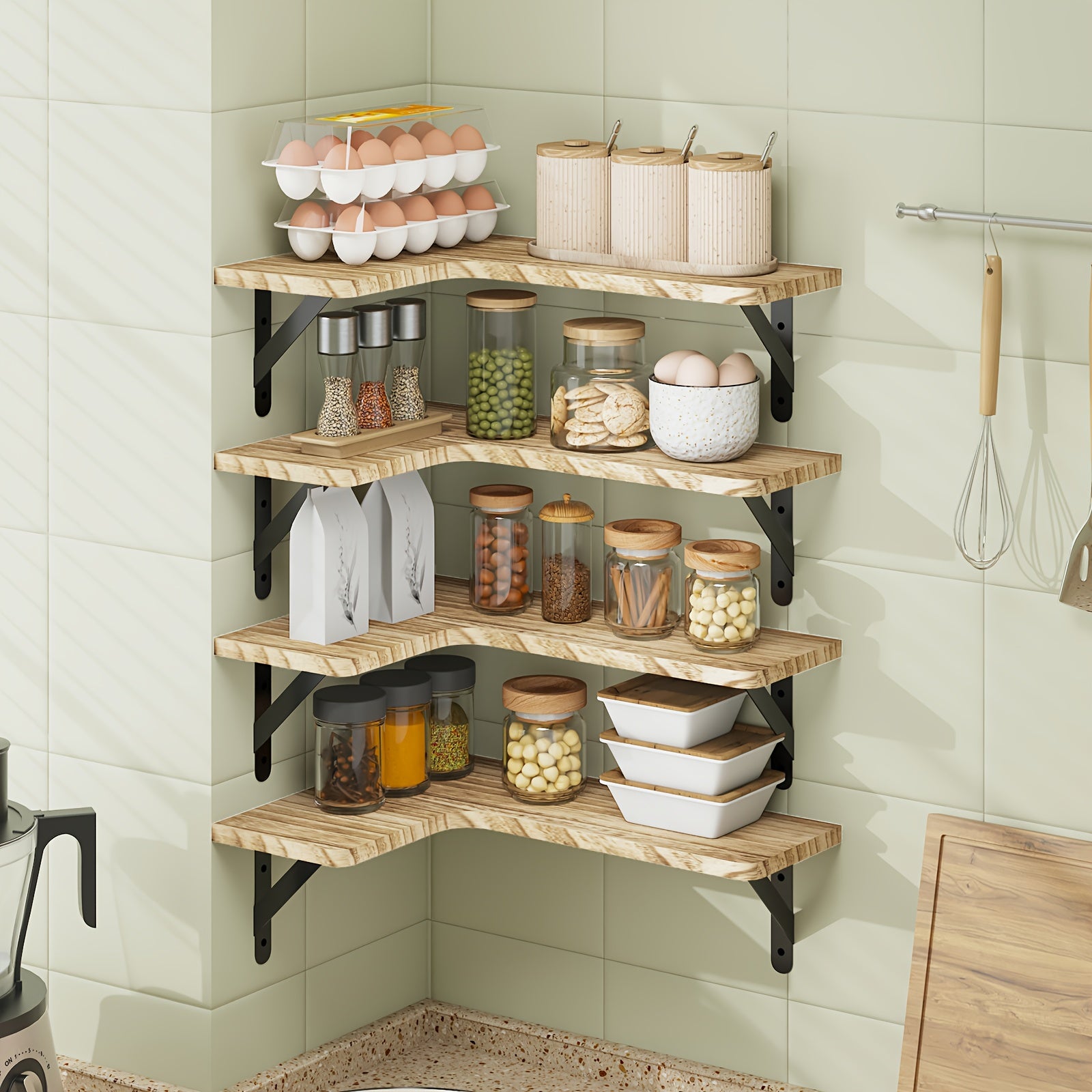 4pcs Rustic Wood Floating Shelves Wall Mounted - Wood Grain Heavy-Duty Wood Planks Suitable for Home Decor, Bathroom, Kitchen, Bedroom, Living Room, Office - Assembly, Display & Storage Shelves, Floating Shelves