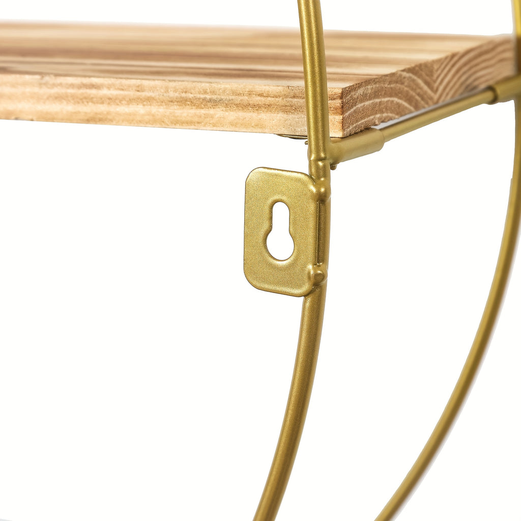 Round Floating 3-Tier Wall Shelf - Sturdy Wood And Metal Decorative Shelf for Living Room, Bedroom, Bathroom, Kitchen, Office, Halloween Decoration, Floating Shelves