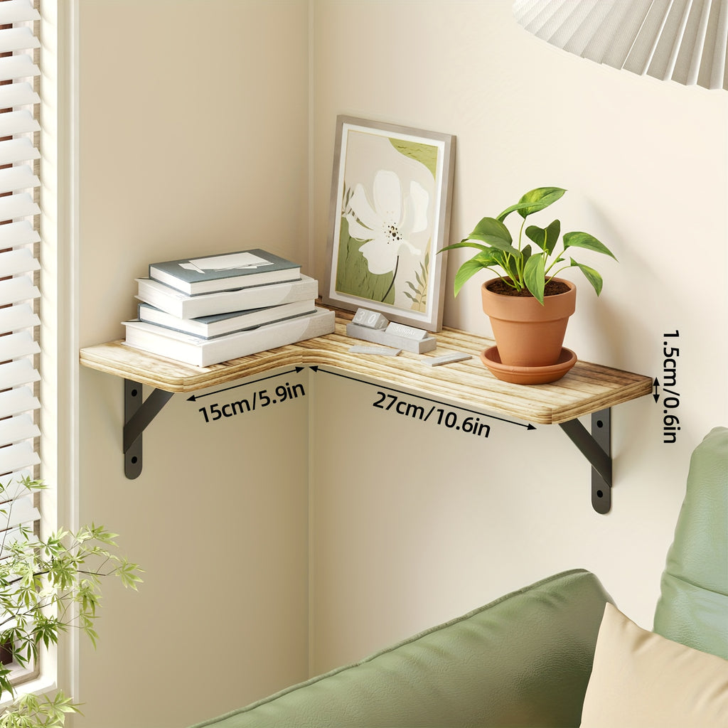 4pcs Rustic Wood Floating Shelves Wall Mounted - Wood Grain Heavy-Duty Wood Planks Suitable for Home Decor, Bathroom, Kitchen, Bedroom, Living Room, Office - Assembly, Display & Storage Shelves, Floating Shelves