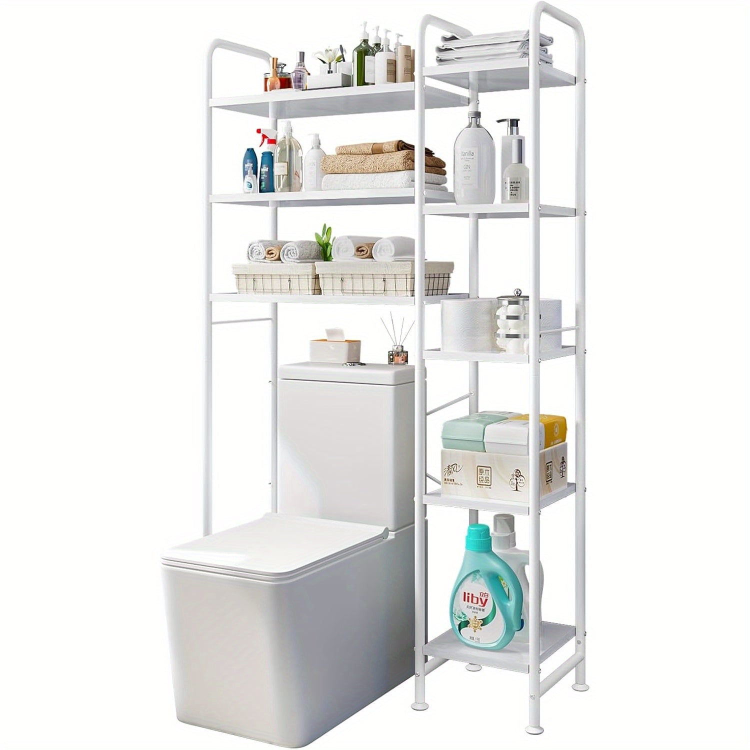 Over The Toilet Storage Bathroom Organizer Shelf Freestanding Space Saver with Toilet Multifunctional Rack