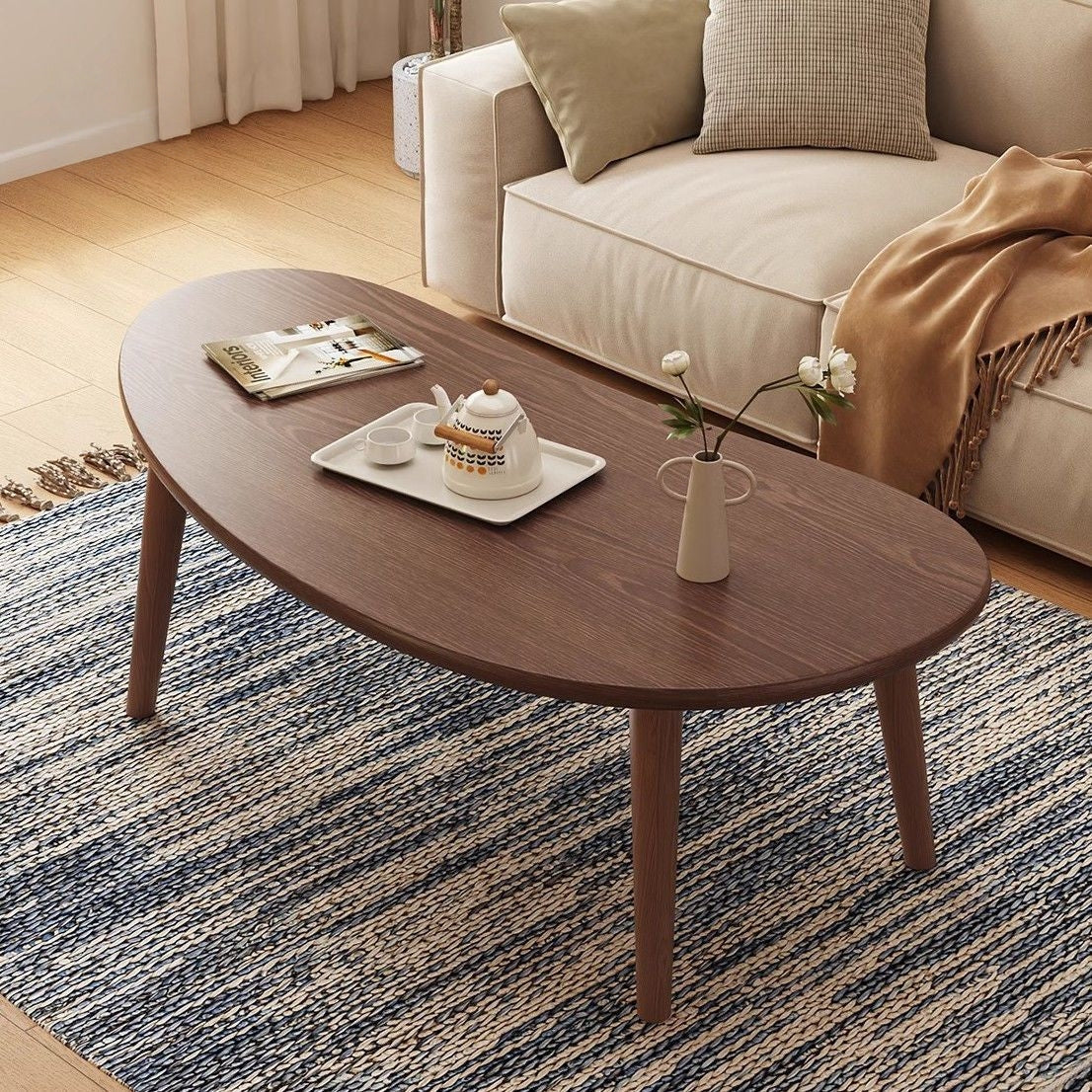 Modern Minimalist Solid Wood Coffee Table | Natural Wood Grain, Versatile Decor for Living Room Small Apartments, Space-Saving Design, Perfect Gift