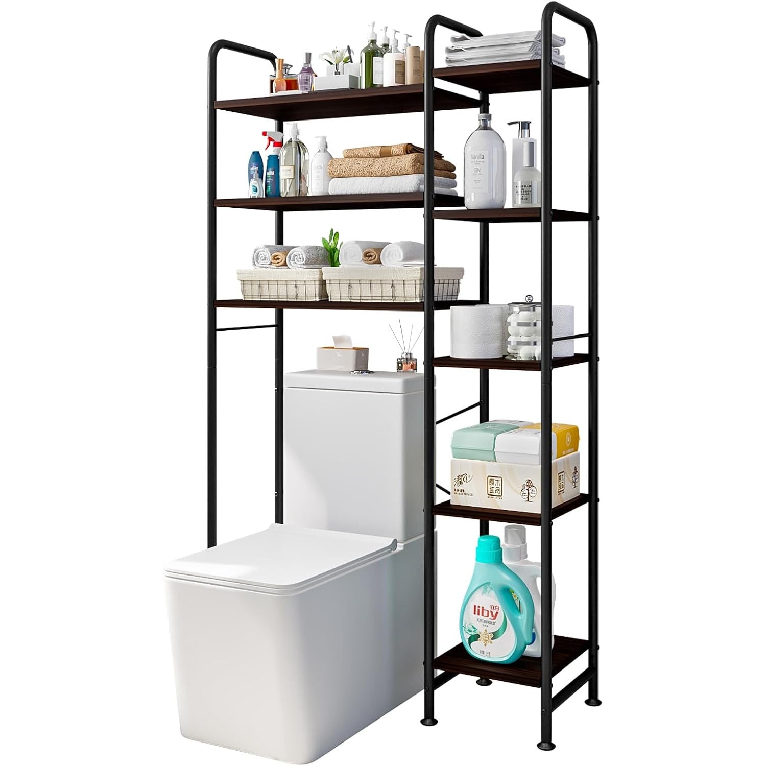 Over The Toilet Storage Bathroom Organizer Shelf Freestanding Space Saver with Toilet Multifunctional Rack