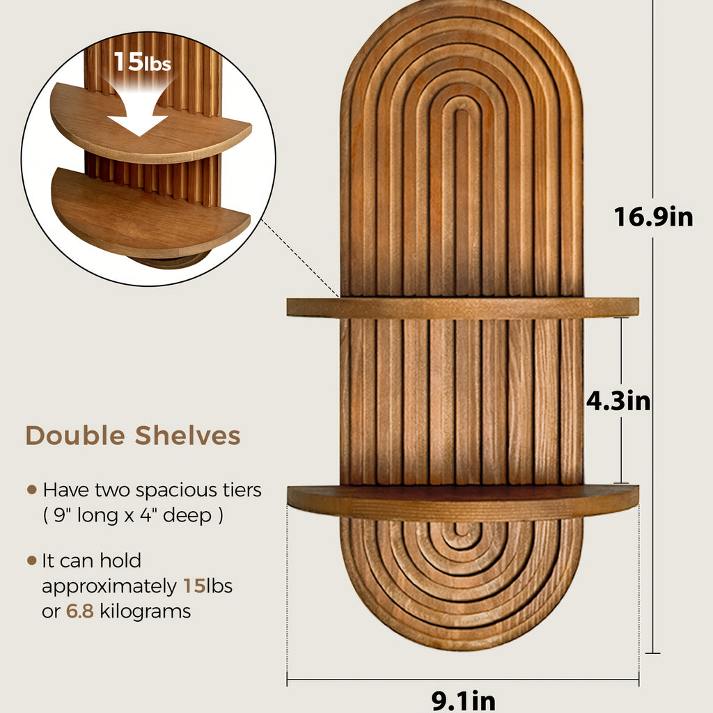 Bamworld'S 2-Tier Bohemian Floating Shelves for Plants, Featuring a Mid-Century Modern Design in Brown, Serve As a Wall Planter Holder And Decorative Piece, Ideal for Hanging Plants