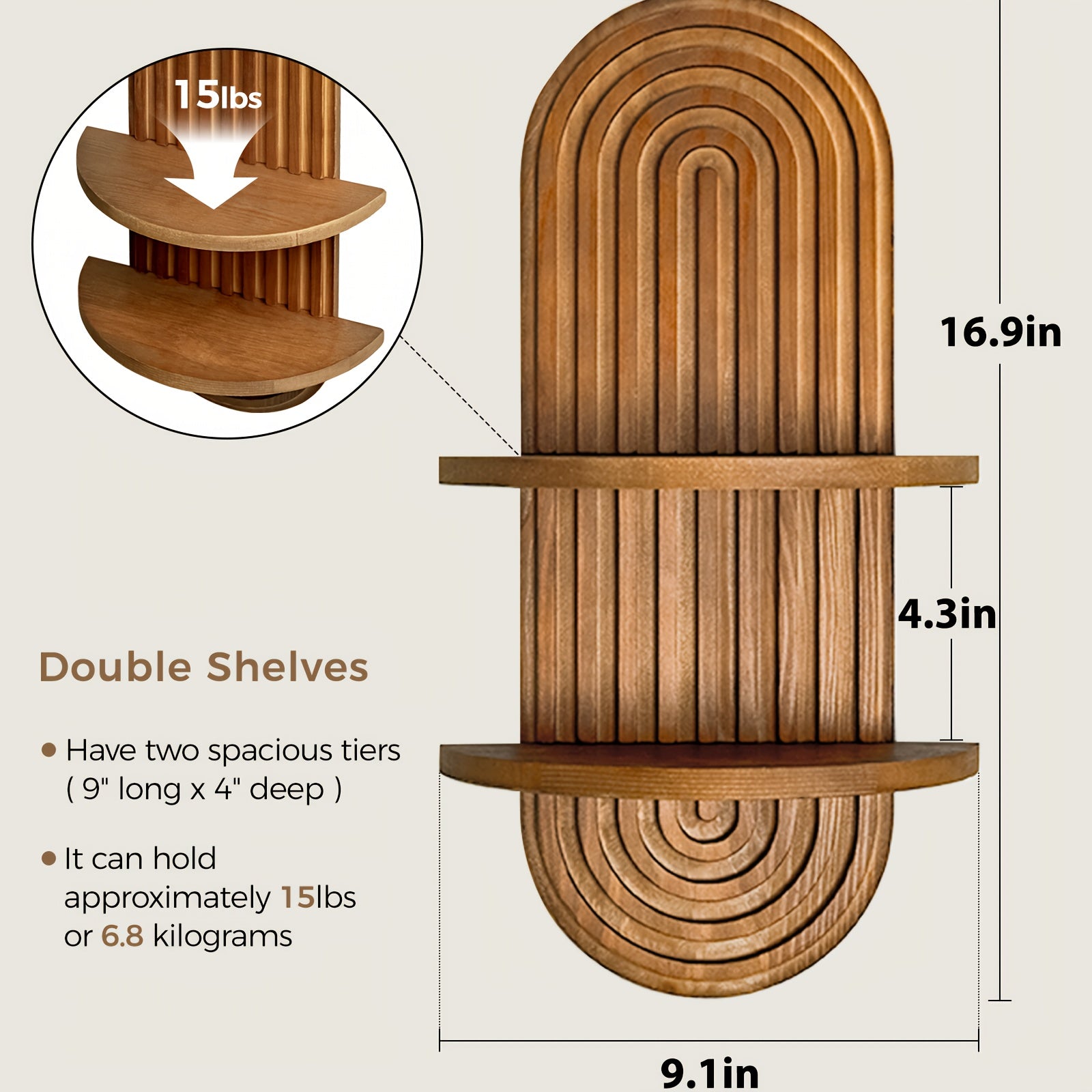 Bamworld'S 2-Tier Bohemian Floating Shelves for Plants, Featuring a Mid-Century Modern Design in Brown, Serve As a Wall Planter Holder And Decorative Piece, Ideal for Hanging Plants