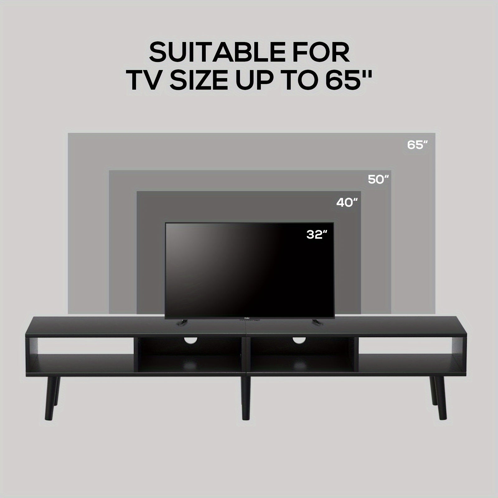 59-Inch Television Stand Suitable for 30 to 65-Inch Tvs Featuring an Open Shelf