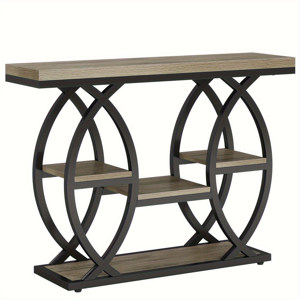 39-inch Holiday-themed Console Table, 4-tier Sofa Table With Storage Shelves, Narrow Wooden And Metal Frame Decorative Table, Suitable For Small Spaces, Corridors, Foyers, And Christmas