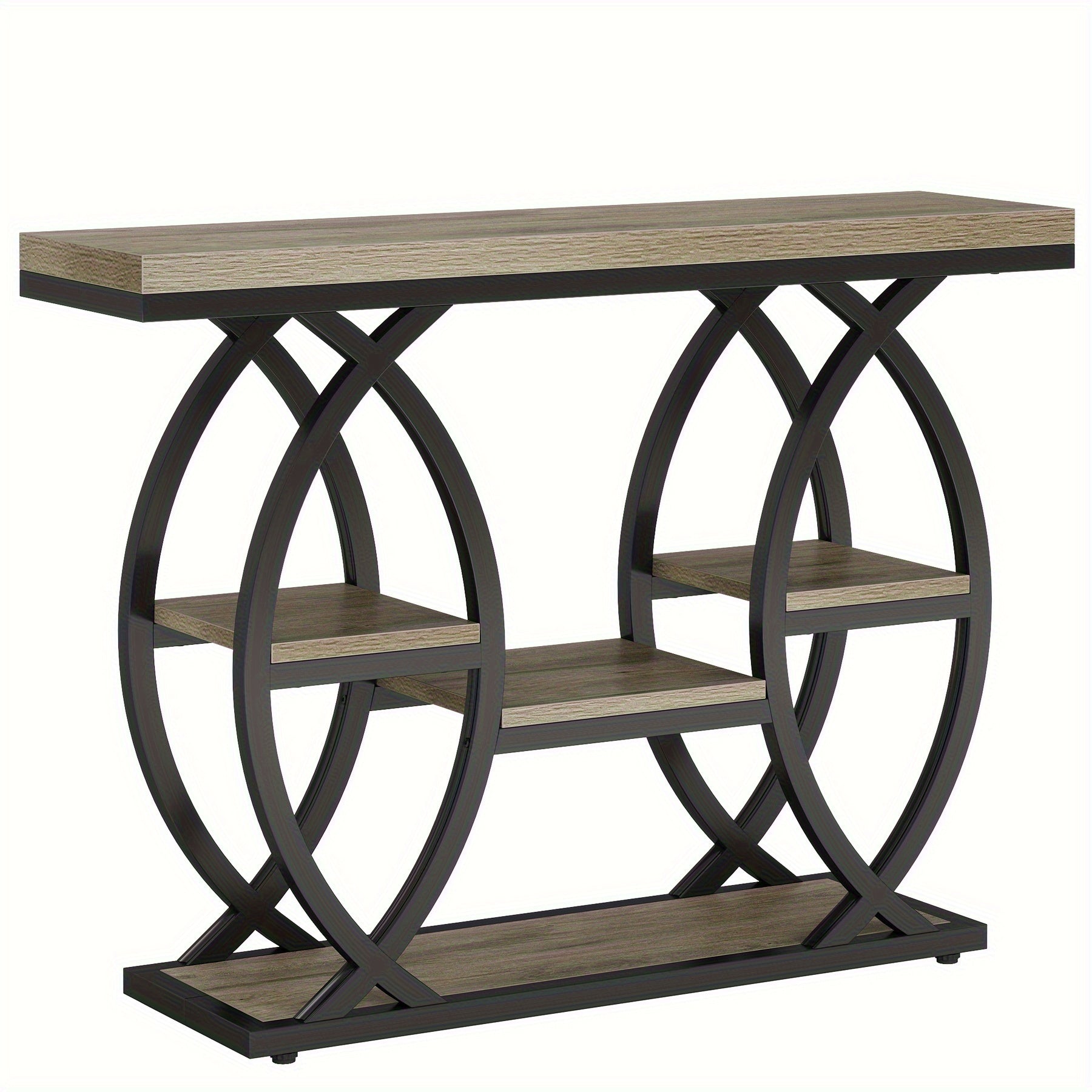 39-inch Holiday-themed Console Table, 4-tier Sofa Table With Storage Shelves, Narrow Wooden And Metal Frame Decorative Table, Suitable For Small Spaces, Corridors, Foyers, And Christmas