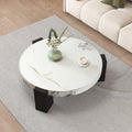 Contemporary Round Nesting Coffee Table Collection (Set of 2) - Distinctive Design - Circular Coffee Table for Living Spaces - Marble-Like Textured Top - C-Shaped Edge Table - Ideal for Living Rooms, Flats, And Bedrooms - Nesting Tables