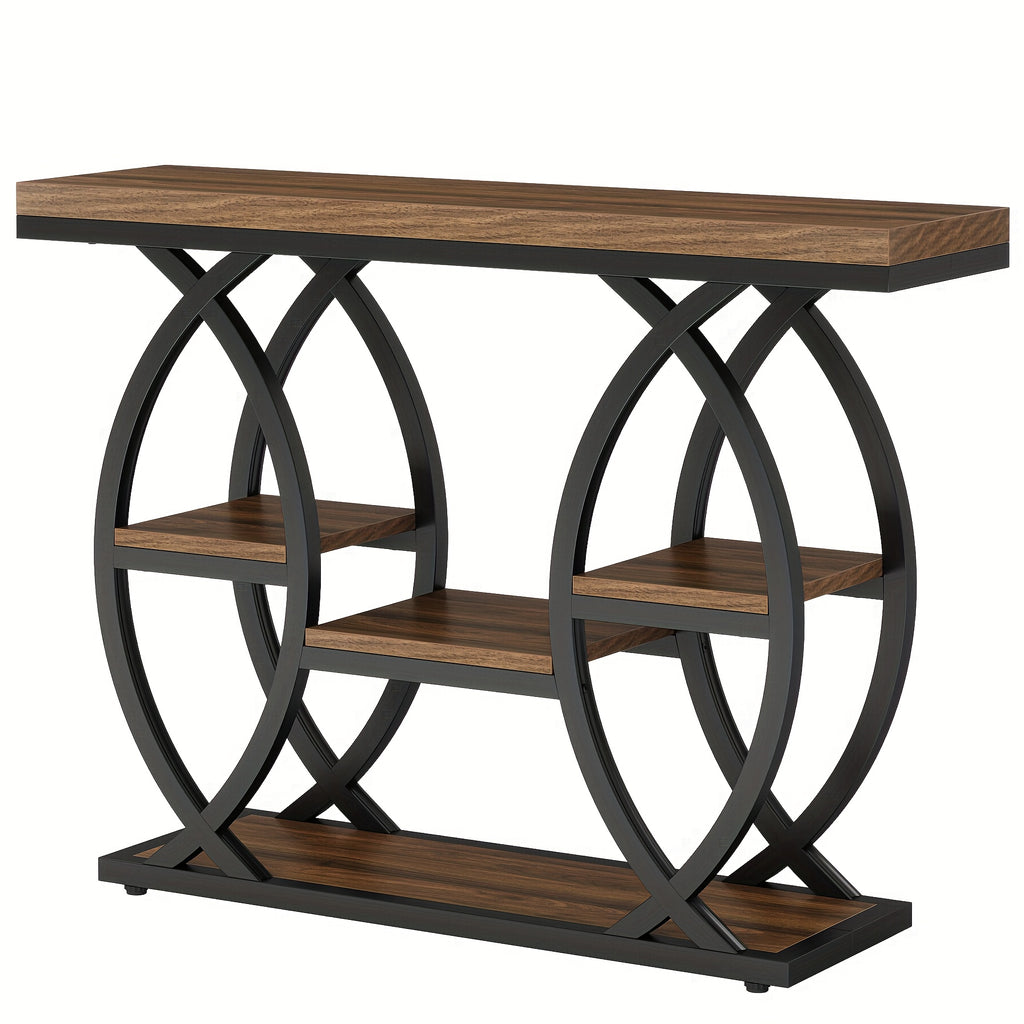 39-inch Holiday-themed Console Table, 4-tier Sofa Table With Storage Shelves, Narrow Wooden And Metal Frame Decorative Table, Suitable For Small Spaces, Corridors, Foyers, And Christmas