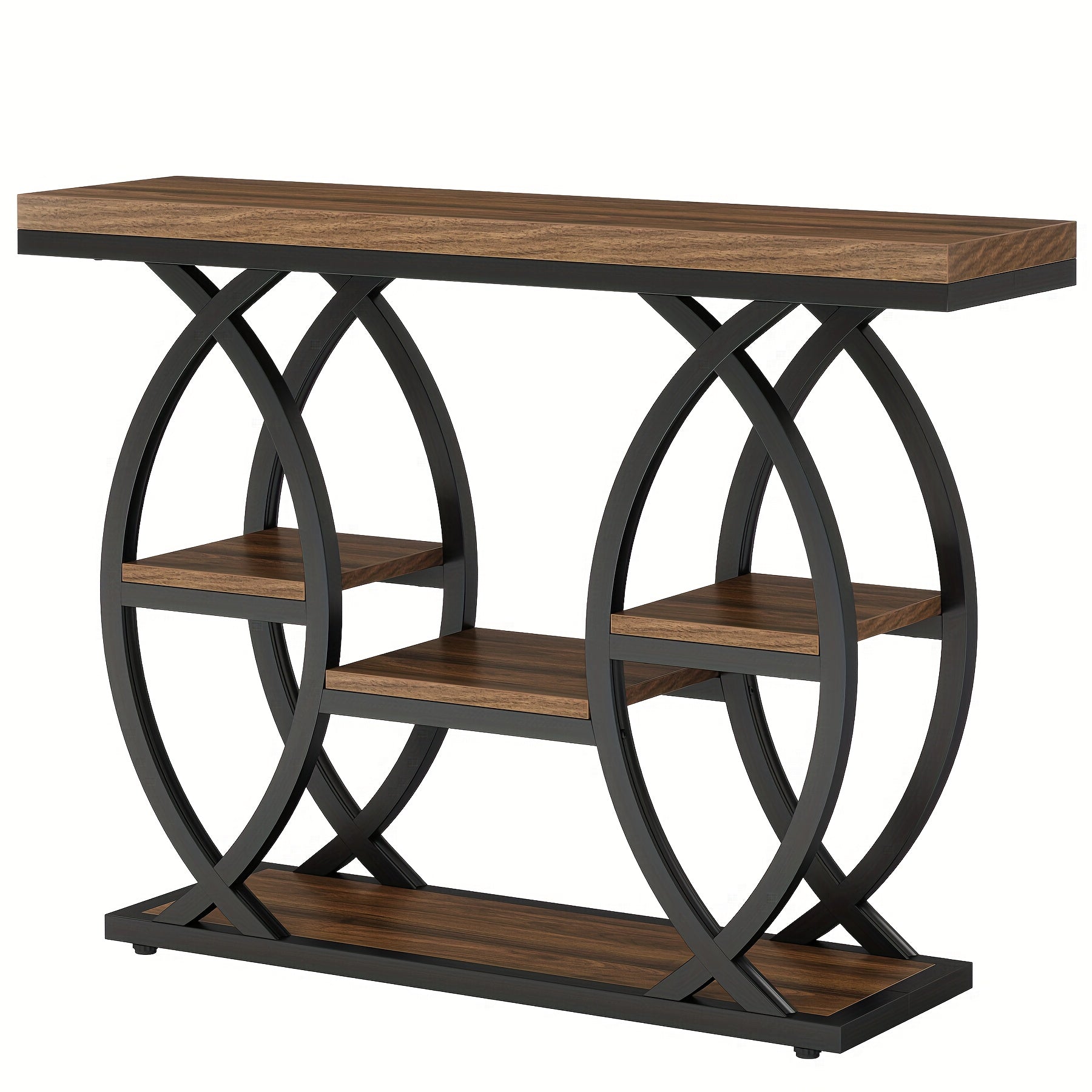 39-inch Holiday-themed Console Table, 4-tier Sofa Table With Storage Shelves, Narrow Wooden And Metal Frame Decorative Table, Suitable For Small Spaces, Corridors, Foyers, And Christmas