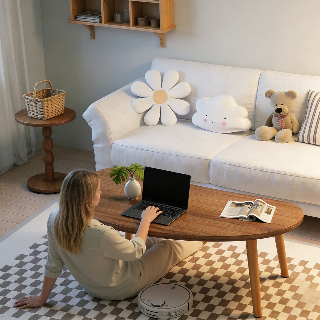 Modern Minimalist Solid Wood Coffee Table | Natural Wood Grain, Versatile Decor for Living Room Small Apartments, Space-Saving Design, Perfect Gift