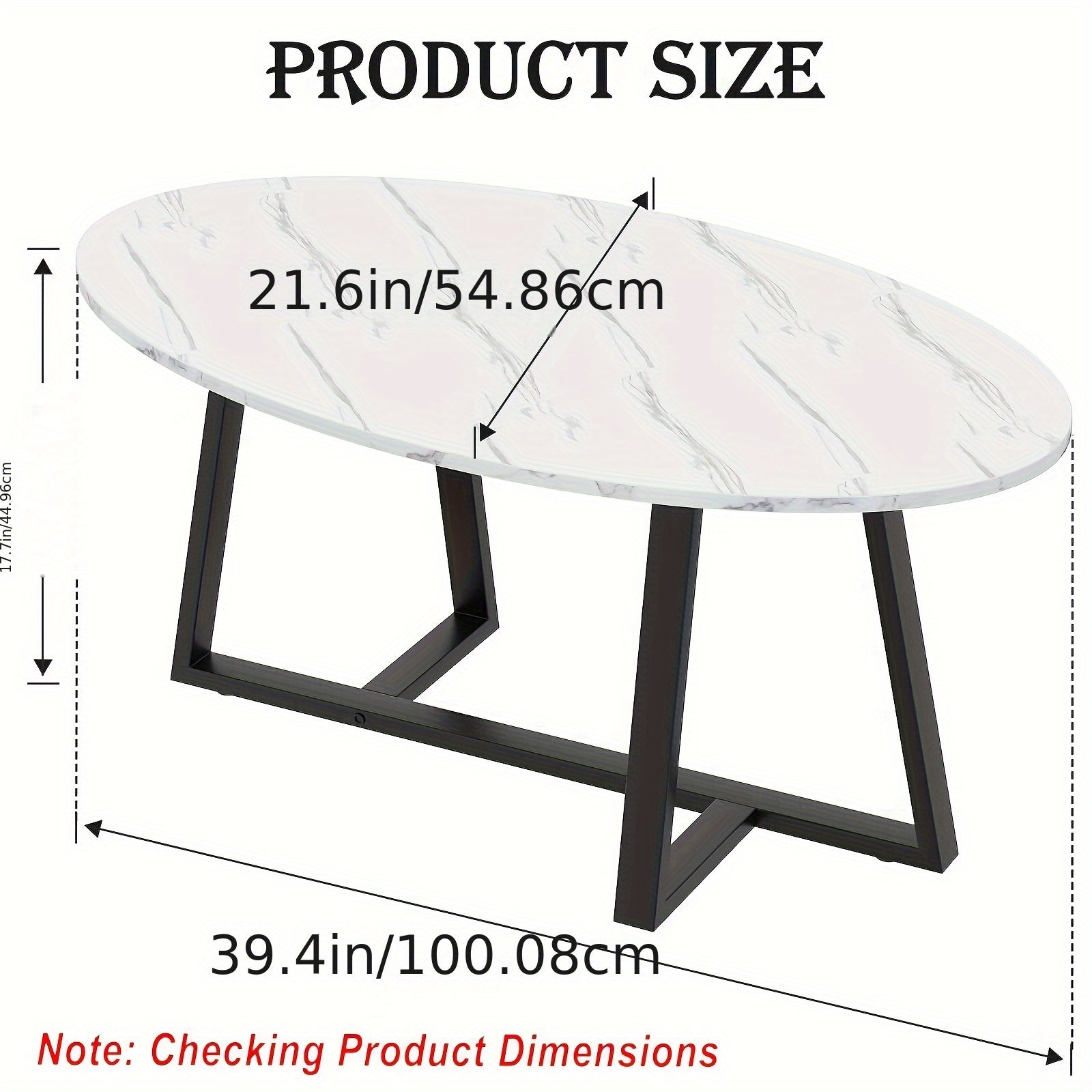 White Faux Marble Table Oval Coffee Table, White Faux Marble Living Room Table, Modern Small Space Center Coffee Table With Sturdy Metal Legs, Metal Frame, Easy To Assemble, Versatile Home Or Office Furniture For Living Room