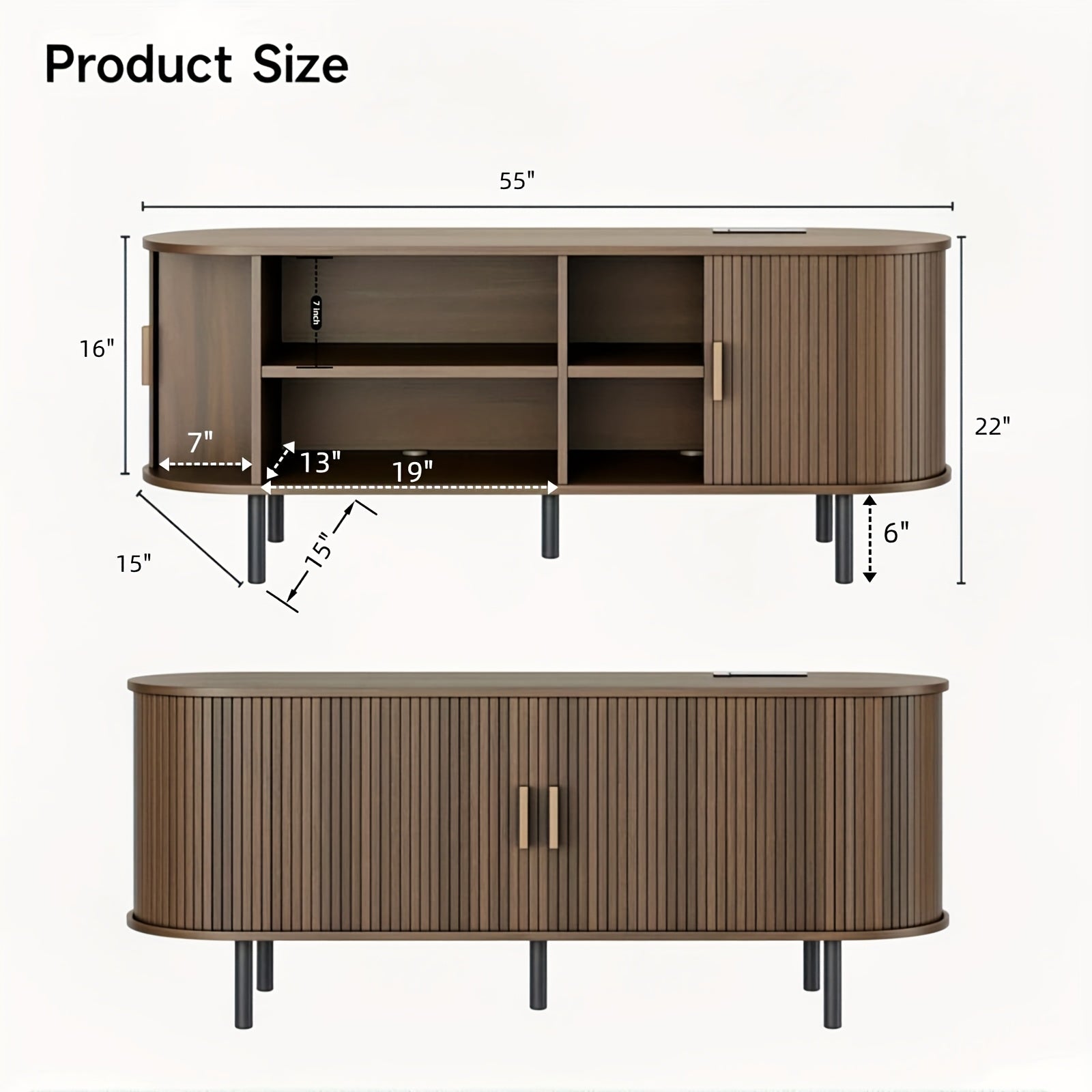 TV Stand, Wide Sturdy Modern Entertainment Center with Adjustable Shelves, Sliding Doors & Ample Storage, for 90 Inch TVs, 86 Inch\u002F70.8 Inch\u002F55 Inch, Walnut\u002FBlack\u002FOak, Media Console for Living Room Bedroom, with Power Outlet