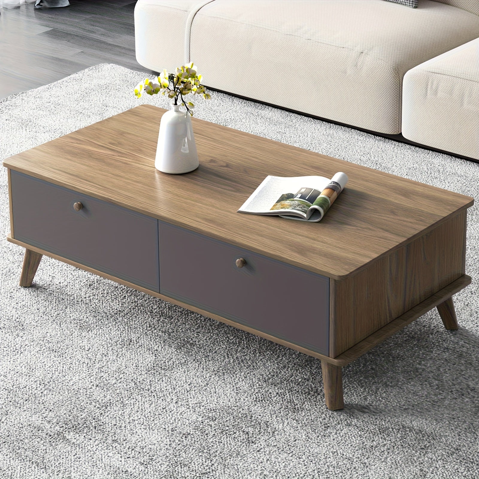 3pcs Mid Century Modern TV Stand Entertainment Center | Extendable TV Cabinet, Coffee Table and Side Table Set of 3, TV Cabinet with Storage for TVs Up to 80\